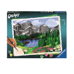 RAVENSBURGER CREART LE DOLOMITI KIT PER DIPINGERE CON I NUMERI CON TAVOLA PRESTAMPATA 40X30 CM COLORI E PENNELLO 