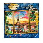 RAVENSBURGER CREART TRITTICO PARIS REFLECTION KIT PER DIPINGERE CON I NUMERI CON 3 TAVOLE PRESTAMPATE COLORI E PENNELLO 