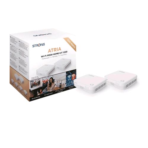 STRONG MESHKIT1200V2 WI-FI MESH RIPETITORE WIFI PER RETE DOMESTICA ACCESS POINT DUAL BAND AC1200 3 PORTE GIGABIT ETHERNET APP DI CONTROLLO 2 AMPLIFICATORI WI-FI COPERTURA 200 M2 BIANCO