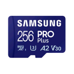 SAMSUNG MB-MD256SA/EU PRO PLUS MICRO SDXC 256GB CLASSE U3 A2 V30 VELOCITA DI LETTURA 180 MB/S VELOCITA DI SCRITTURA 130 MB/S BLU 