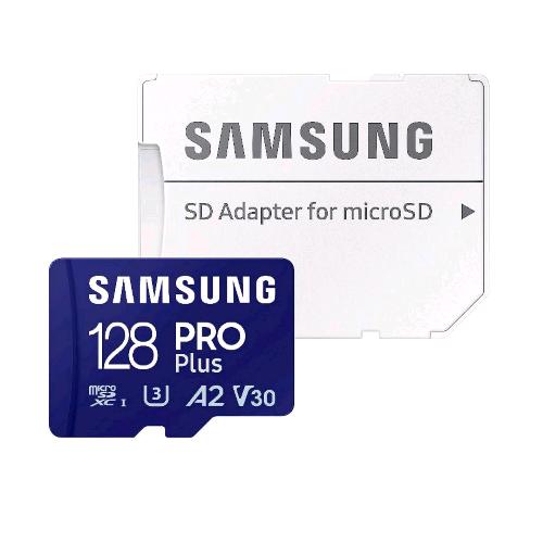 SAMSUNG MB-MD128SA PRO PLUS MICRO SDXC 128GB CLASSE U3 A2 V30 VELOCITA DI LETTURA 180 MB/S VELOCITA DI SCRITTURA 130 MB/S BLU