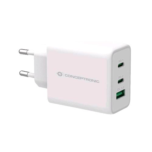 CONCEPTRONIC ALTHEA12W CARICABATTERIE GaN 2xUSB-C PD 65W 1xUSB-A QC 3.0 BIANCO