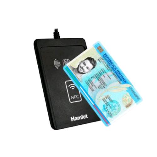 HAMLET HUSCR-CIEP  LETTORE DI SMART CARD CONTACTLESS NFC CIE 3.0 TESSER A SANTARIA CONTACTLESS CNS CRS PLU&PLAY USB BLACK