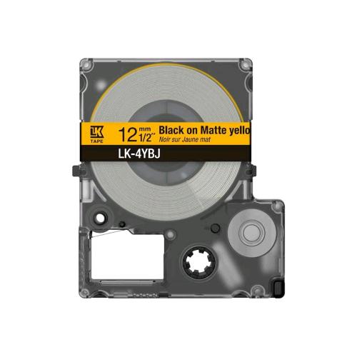 EPSON LABELWORKS LK-4YBJ MATTE TAPE ROTOLO NERO SU GIALLO OPACO 12mm x 8 MT PERL W-C410 LW-C610