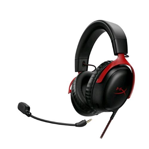 HYPERX CLOUD III CUFFIE GAMING CABLATE PC PS5 XBOX SERIES X|S DRIVER ANGOLATI DA 53MM DTS MEMORY FOAM TELAIO ROBUSTO MICROFONO CRISTALLINO DA 10MM USB-C USB-A 3.5MM NERO ROSSO