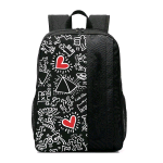 CELLY BACKPACK KEITH HARING ZAINO NOTEBOOK FINO A 15.6"  QUATTRO TASCHE SECONDARIE STRAP PER TROLLEY PORTA USB ESTERNA CON CAVO INTEGRATO BLACK