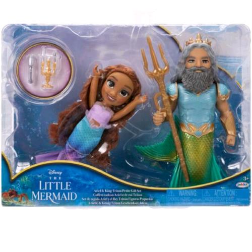JAKKS ARIEL E RE TRITONE BAMBOLE PETITE 15CM CON ARRICCIASPICCIA CANDELABRO E TRITONE