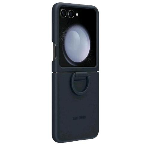 SAMSUNG GALAXY Z FLIP5 SILICONE CASE RING CUSTODIA PIEGHEVOLE CON ANELLO INDIGO BLU