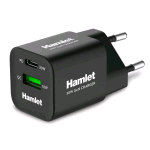 HAMLET XPDC-G3018Q ALIMENTATORE GAN 1 x USB-C POWER DELIVERY 3.0 30 W + 1 x USB-A QUICK CHARGE 3.0 18 W NERO