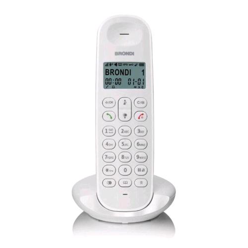 BRONDI TELEFONO LOTUS TELEFONO CORDLESS DECT GAP RUBRICA TELEFONIA 50 MEMORIE FINO A 5 PORTATILI COLLEGABILI BIANCO
