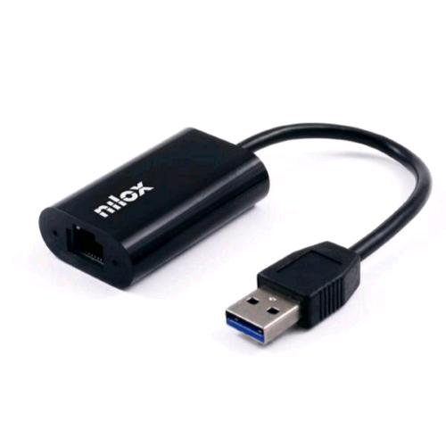NILOX ADATTATORE DA USB-A 3.0 MASCHIO - RJ-45 GIGABIT FEMMINA NERO