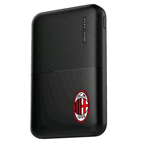 TECHMADE POWERBANK 5.000mAh UFFICIALE AC MILAN 2 PORTE USB-A - USB-C NERO ROSSO