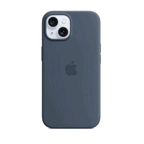 APPLE iPHONE 15 CUSTODIA MAGSAFE IN SILICONE STORM BLUE