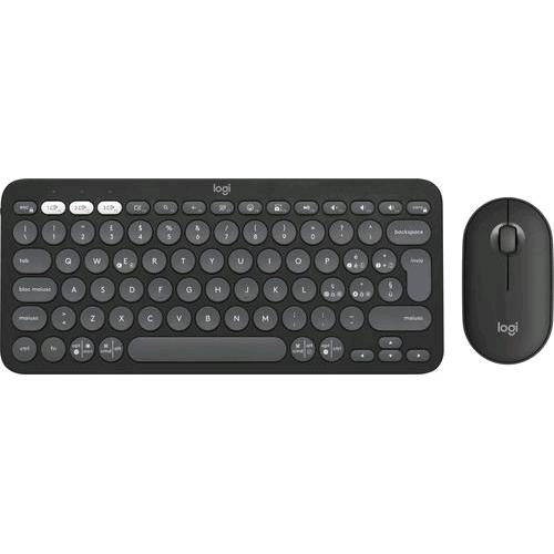 LOGITECH PEBBLE 2 COMBO TASTIERA + MOUSE WIRELESS 2.4GHz + BLUETOOTH QWERTY GRAFITE