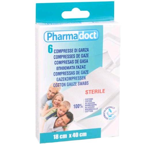 GIMA PHARMADOCT COMPRESSE DI GARZA STERILE 18X40 CM BIANCO CONF 6 Pz.
