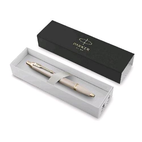 PARKER IM MONOCHROME PENNA A SFERA A SCATTO PUNTA M FUSTO CHAMPAGNE INCHIOSTRO BLU CONFEZIONE REGALO