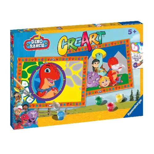 RAVENSBURGER CREART SERIE JUNIOR DIVERTENTI UNICORNI KIT PER DIPINGERE CON I NUMERI CON 2 TAVOLE PRESTAMPATE PENNELLO E COLORI 