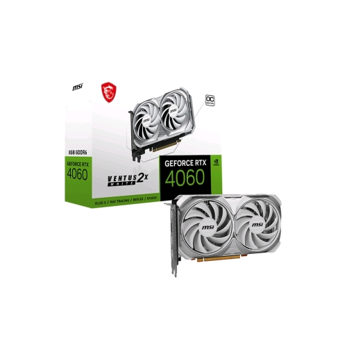 MSI GEFORCE RTX 4060 VENTUS 2X WHITE 8G OC NVIDIA 8 GB GDDR6 DUAL FAN PCI Express 4.0 1 x HDMI 3 x DISPLAYPORT