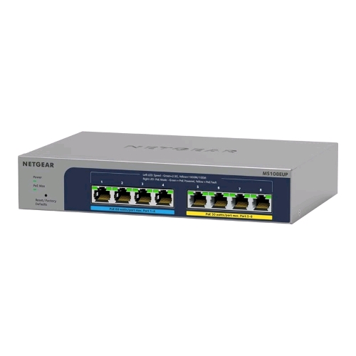 NETGEAR PLUS MS108EUP-100EUS SWITCH GESTITO L2/L3 8 PORTE ULTRA60 PoE++ - 4 x 100/1000/2.5G (PoE++) + 4 x 100/1000/2.5G (PoE+) PoE++ (230 W)