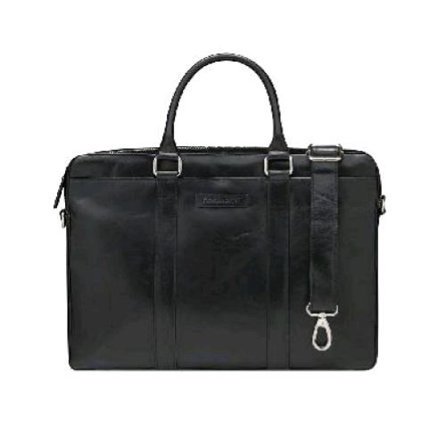 DBRAMANTE 1928 KRONBORG BORSA PER NOTEBOOK DA 15" IN PELLE FIORE 2 SCOMPARTI CON TRACOLLA NERO
