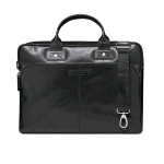 DBRAMANTE 1928 KRONBORG BORSA PER NOTEBOOK DA 16" IN PELLE FIORE 2 SCOMPARTI CON TRACOLLLA NERO