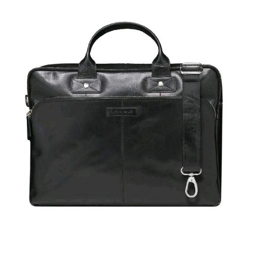 DBRAMANTE 1928 KRONBORG BORSA PER NOTEBOOK DA 16" IN PELLE FIORE 2 SCOMPARTI CON TRACOLLLA NERO