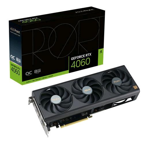 ASUS PROART-RTX4060-O8G NVIDIA GEFORCE RTX 4060 8 GB GDDR6 TRIPLE FAN PCI Express 4.0 1 x HDMI 3 x DISPLAYPORT