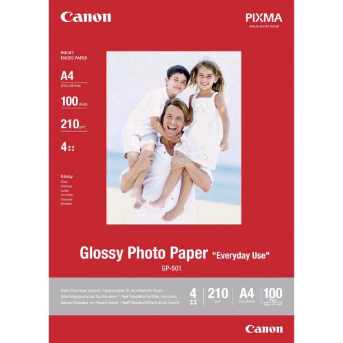 CANON GP 501 GLOSSY PHOTO PAPER CARTA FOTOGRAFICA A4 BIANCO LUCIDO 200 gr/mq CONF 100 FOGLI