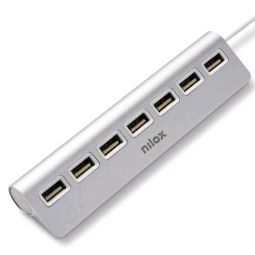 NILOX NXHU7ALU2 HUB 7 PORTE USB-A 2.0 DA SCRIVANIA IN ALLUMINIO