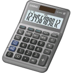 CASIO MS-120FM CALCOLATRICE DA TAVOLO SOLARE E BATTERIE CON FACCIATA IN METALLO DISPLAY A 12 CIFRE CALCOLO PROFITTO CALCOLO IMPOSTE GRIGIO