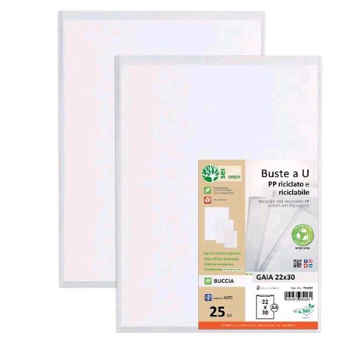 SEI ROTA GAIA BUSTE A U IN PP 220X300 mm BUCCIA D'ARANCIA TRSAPARENTE CONF 25 Pz.