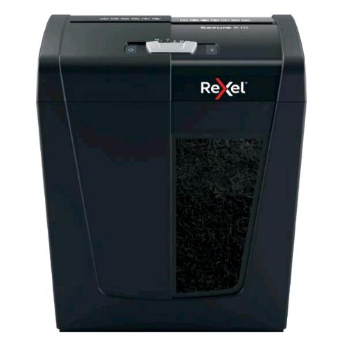 REXEL SECURE X10 DISTRUGGIDOCUMENTI A FRAMMENTO CESTINO 18 LT CAPACITA' 10 FOGLI NERO