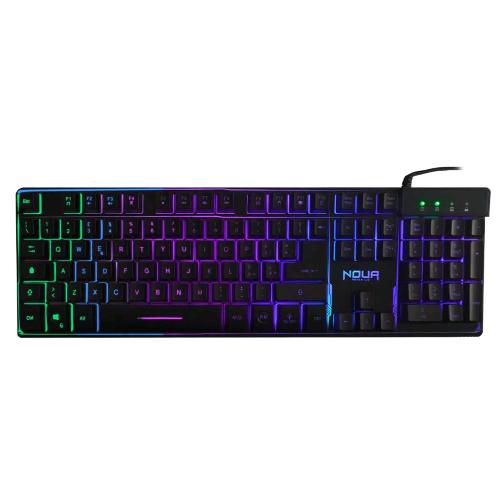 NOUA YELENA TASTIERA GAMING RGB A MEMBRANA CABLATA USB MULTIMEDIALE 105 TASTI RETROILLUMINAZIONE 19 TASTI ANTI-GHOSTING LAYOUT ITALIA