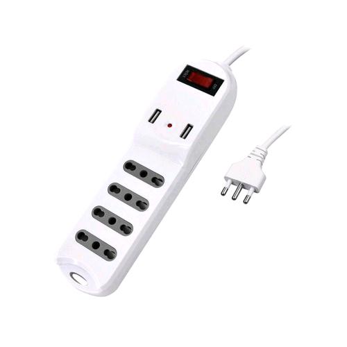 MEDIACOM MD-PM101 MULTIPRESA CON INTERRUTTORE 4 POSTI BIPASSO + 2 USB-A CON PROTEZIONE TERMICA BIANCA