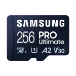 SAMSUNG PRO ULTIMATE MB-MY256SA microSDXC 256GB A2 / Video Class V30 / UHS-I U3
UHS-I CON ADATTATORE A SD IN DOTAZIONE