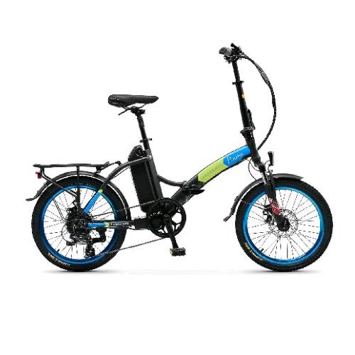 ARGENTO PIUMA BICI ELETTRICA PIEGHEVOLE 250W RUOTE DA 20" X 1.95" VELOCITA' 25 KM/H AUTONOMIA FINO A 70 KM FRENI A DISCO BLU