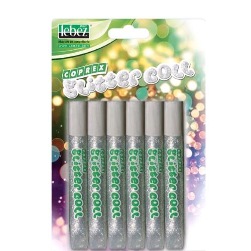 LEBEZ COLLA GLITTER FLACONE DA 10,5 ML ARGENTO CONF 6 Pz.
