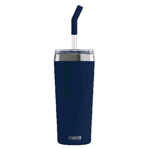 SIGG BOTTLES HELIA NIGHT INK TAZZA TERMICA 0.45 ML DOPPIA PARETE ISOLANTE IN ACCIAIO ERMETICA CON CANNUCCIA INTEGRATA  BLU SCURO