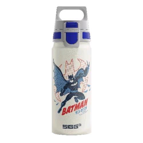 SIGG BOTTLES WMB ONE BORRACCIA IN ALLUMINIO DA 0.6 LT CHIUSURA A SCATTO ERMETICA BATMAN WHITE