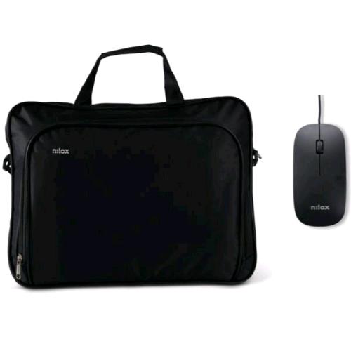 NILOX NOTEBAG ESSENTIAL KIT BORSA PER NOTEBOOK FINO A 15.6" + MOUSE OTTICO USB 1200 DPI NERO