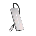 CONCEPTRONIC HUBBIES17G HUB 7 PORTE IMPUT USB-C OUTPUT 1 x USB-C 3 x USB-A PD 100 W IN ALLUMINIO ARGENTO