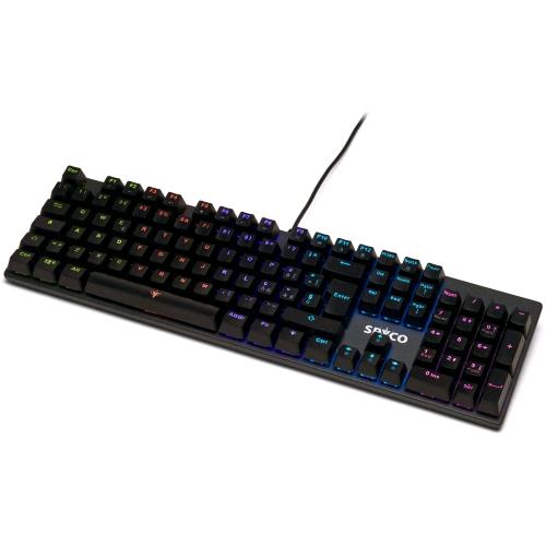 SPYCO CHALLENGE KE-111 TASTIERA GAMING MECCANICA USB RETROILLUMINATA LED REGOLABILE COPRITASTI IN ABS SWITCH MARRONI 25 TASTI ANTI-GHOSTING LAYOUT ITALIANO