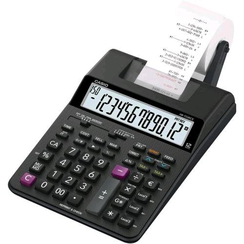 CASIO HR-150Rce CALCOLATRICE SCRIVENTE PORTATILE A 12 CIFRE STAMPA 2 RIGHE A SECONDO CHECK&CORRECT ALIMENTATORE INCLUSO NERO