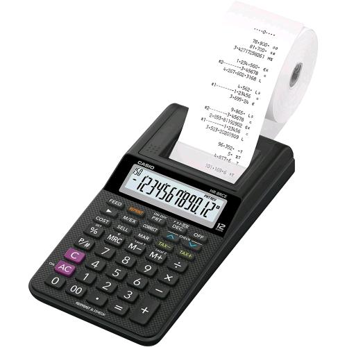 CASIO HR-8Rce CALCOLATRICE SCRIVENTE COMPATTA PORTATILE E DA TAVOLO 12 CIFRE ALIMENTATORE INCLUSO