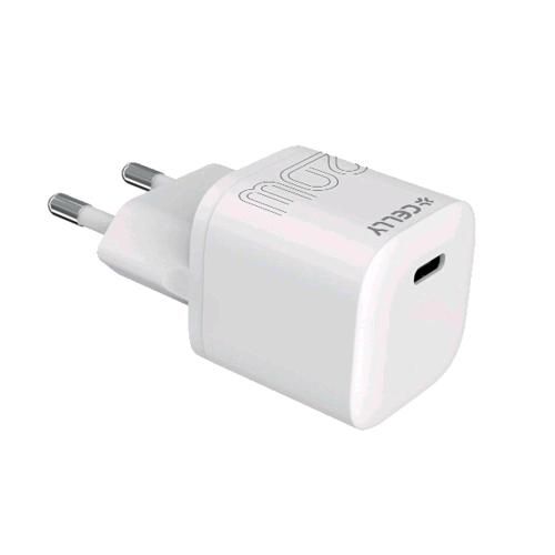 CELLY ULTRACOMPACT CARICABATTERIE DA RETE USB-C PD 20 W BIANCO
