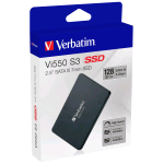 VERBATIM Vi550 S3 SSD 128GB SATA III 2.5" 3D NAND LETTURA 560 MB/s SCRITTURA 430 MB/s NERO