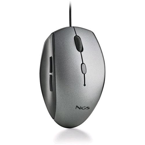 NGS MOTH MOUSE OTTICO USB-A CON ADATTATORE USB-C SILENZIOSO 5 PULSANTI 800/1200/1600 DPI NERO GRIGIO