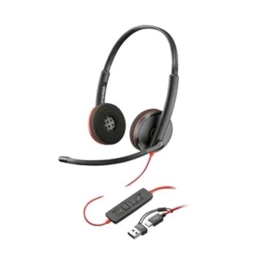 HP POLY BLACKWIRE 3220 CUFFIE CABLATE CON MICROFONO INTERFACCIA USB-C/A/JACK 3.5MM BLACK CONFEZIONE BULK