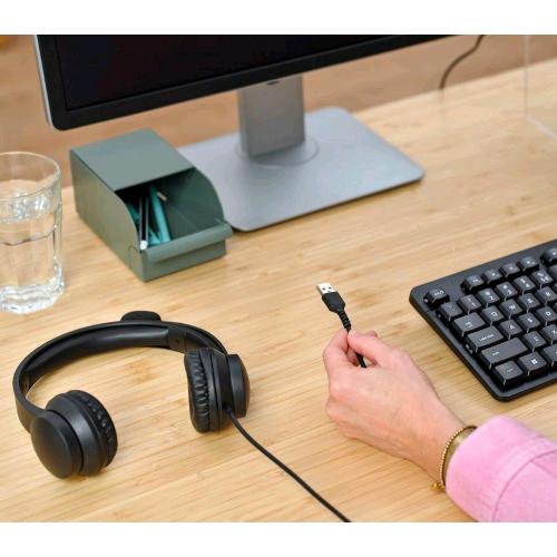 TRUST AYDA CUFFIE CON MICROFONO LEGGERE ON-EAR USB-A ARCHETTO REGOLABILE CAVO 1,8 MT PER PC, PORTATILE, COMPUTER, LAPTOP, MAC, UFFICIO, TEAMS, SKYPE, ZOOM NERO