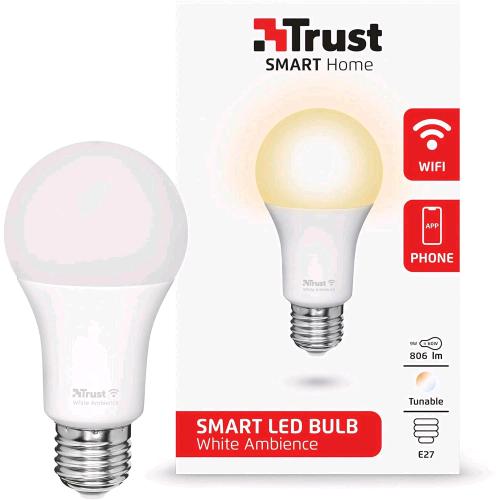 TRUST E27 LED CCT WI-FI LAMPADINA LED INTELLIGENTE WI-FI ATTACCO E27 9 W 806 LUMEN